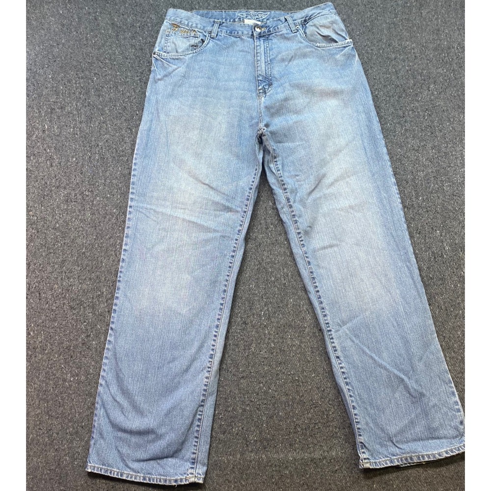 G Unit Heavyweight Jeans Sz 36 Mens Blue Baggy Y2K Streetwear Embroidered Logo